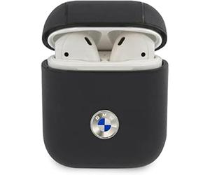 BMW BMA2SSLNA Étui pour AirPods Marine Geniune Leather Logo Argent Noir