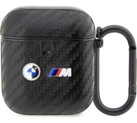 BMW BMA2WMPUCA2 étui pour AirPods 1/2, noir, noir, logo double en métal carbone