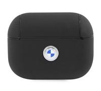 BMW BMAP2SSLBK Coque AirPods Pro 2 czarny/black Geniune Leather Silver Logo, ?tui pour ?couteurs + casque