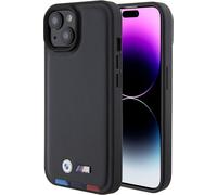 BMW BMHCP15S22PTDK Apple iPhone 15 Tampon en cuir Tricolore noir