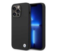 BMW BMHCP15XSILBK Coque pour iPhone 15 Pro Max 6,7" Noir Silicone Métal Logo