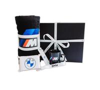 BMW Coffret cadeau 5 pièces dans une boîte cadeau exclusive éponge disque lanière porte-clés textile tissu coton tasse M - Boîte à fermeture magnétique de haute qualité serviette
