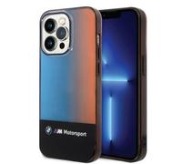 BMW Coque de téléphone pour iPhone 14 Pro Max en noir IML bande tricolore, anti-rayures PC/TPU, coque rigide confortable et durable avec ports accessibles