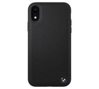 BMW Coque en cuir véritable perforé pour Apple iPhone XR, Noir