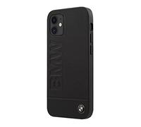 BMW Coque Rigide en Cuir Hot Stamp pour Apple iPhone 12 Mini - Noir