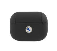 BMW BMAPSSLBK Étui pour AirPods Pro Noir Geniune Leather Silver Logo