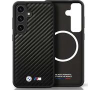 Coque Pour Galaxy S25 Plus BMW Look Carbone Noir MagSafe Logo Métal