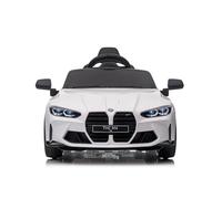 BMW M4 Voiture électrique pour enfant - Licence - Batterie 12V7A - 2 moteurs - Télécommande 2,4 GHz - MP3 - Siège en cuir + EVA - Blanc