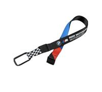 BMW Motorrad Motorsport Cordon avec logo M, noir avec motif à carreaux de course, bleu et rouge