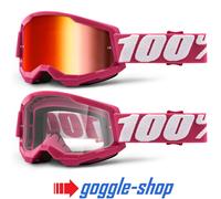 100% STRATA 2 Motocross MX Vélo MTB Lunettes Fletcher Rose Clair / Miroir Verre