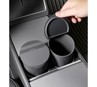 BMZX Lot de 2 poubelles de voiture avec couvercle, petit porte-gobelet, poche de porte, poubelle pour voiture, maison, bureau, noir