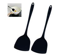 BMZXCH Lot de 2 Spatules Wok en Spatule Silicone Cuisine Silicone Souple Ustensiles Ustensiles de Cuisine Pratiques Antiadhésifs Sans BPA pour Cuisson, Retournement (Noir, 32 cm)