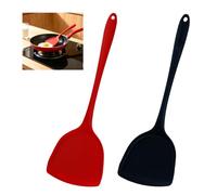 BMZXCH Lot de 2 Spatules Wok en Spatule Silicone Cuisine Silicone Souple Ustensiles Ustensiles de Cuisine Pratiques Antiadhésifs Sans BPA pour Cuisson, Retournement (Noir, Rouge, 32 cm)