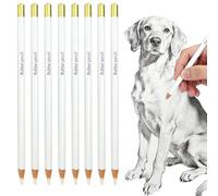BMZXCH Lot de 8 Stylo Bois pour Crayon Blanc Gomme Dessin Crayons Blanc Charbon De Surbrillance, Crayons à Gomme Blanche Charbon Blancs pour Croquis Artistes et Révision pour Ombrage, Révision