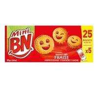 BN - Biscuits Mini Fourrage Pulpe de Fraise - Croustillants - les 5 sachets de 35 g - 175g - Le Lot De 5