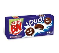 BN Mini Biscuits Fourrés Chocolat et Vanille - 5 sachets individuels de 38 g chacun - Biscuits croustillants au blé 100% français sans conservateurs ni colorants - Format pratique pour le goûter