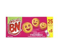 BN - Mini Biscuits Fruités à la Framboise, Texture Fondante en Format Pratique 175g - Le Lot De 4