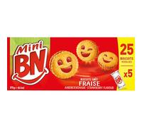 BN - Mini Biscuits Saveur Fraise Gourmande, Texture Fondante en 5 Sachets de 35g - Le lot de 4