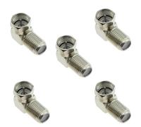 bnafes Lot de 5 connecteurs coaxiaux d'antenne TV de type F mâle vers femelle, adaptateur satellite RG6 RF à 90 degrés pour câble coaxial, coins serrés et écran plat