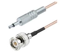 BNC mâle femelle vers 3,5 mm 1/8" Mono TS Plug adaptateur stéréo câble audio d'alimentation coaxial(BNC M to 3.5mm M,40CM)