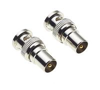 BNC-Stecker auf TV-Koaxial-Adapter, vernickelt Messing Körper männlich Koppler gerade Adapter Stecker Buchse Adapter für CCTV Video - 2 Stück