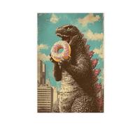 BNCEDJK Godzilla Donut Poster sur toile Décoration de chambre à coucher Paysage Cadeau 30 x 45 cm