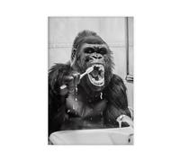 BNCEDJK Impression sur toile amusante avec gorille qui se brosse les dents - 40 x 60 cm