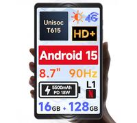BNCF [Nouveau Android 15 2025] Tablet de 8,7", Unisoc T615 (8 cœurs), HD IPS 800x1340, 90Hz Réflex, 350Nit, Widevine L1, Caméra de 5MP, 4G LTE, WiFi 2,4G/5G, BT5, 5500mAh, PD18W, 16GB+128GB 1TB TF