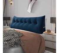 BNCKTRD Coussin Cale Tête de Lit - Coussin de Soutien du Dos - Coussin de Lecture Ergonomique - Coussins Lombaires de Positionnement du Corps - Housse Amovible en Velours 180CM Bleu Foncé