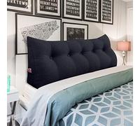 BNCKTRD Coussin Cale Tête de Lit - Coussin de Soutien du Dos - Coussin de Lecture Ergonomique - Coussins Lombaires de Positionnement du Corps - Housse en Lin Amovible 160CM Charbon de Bois Noir