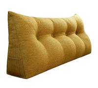 BNCKTRD Coussin Cale Tête de Lit - Coussin de Soutien du Dos - Coussin de Lecture Ergonomique - Coussins Lombaires de Positionnement du Corps - Housse en Lin Amovible 140CM Jaune
