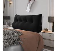 BNCKTRD Coussin Cale Tête de Lit - Coussin de Soutien du Dos - Coussin de Lecture Ergonomique - Coussins Lombaires de Positionnement du Corps - Housse Amovible en Velours 120CM Noir