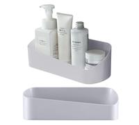 Bncxdc Pas Détagère de Douche de Forage, 2PCS Caddy en Plastique de Douche, Support de Rangement Auto-adhésif de Chambre à Coucher de Cuisine de Salle de Bains Avec le Plateau de Vidange, gris