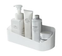 Bncxdc Pas Détagère de Douche de Forage, Caddy en Plastique de Douche, Support de Rangement Auto-adhésif de Chambre à Coucher de Cuisine de Salle de Bains Avec le Plateau de Vidange (blanc)