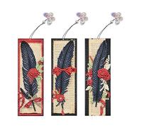 Bncxdc peinture de marque-page en diamant, petite peinture en diamant 5D, marque-page art diamant, kit marque-page, marque-page plume, marque-page stylo (Plume)