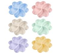 Bncxdc plateau aperitif, 6 plateaux avec 4 sections, plateaux à compartiments polyvalents, plateaux de service en plastique réutilisables pour les collations, les grignotines, les desserts, 6 couleurs