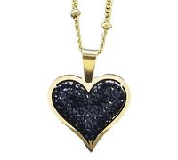 BNCXMO Accessoire Elegant Black Crystal Pave Collier coeur pour les femmes, Collier de coeur à pavé de zirc