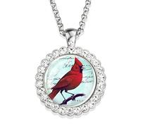 BNCXMO Accessorie Collier colibri pour femmes et hommes, collier colibri cardinal oiseau art photo verre strass pendentif chaîne mignon oiseau bijoux, bijoux animaux mignons vacances, A
