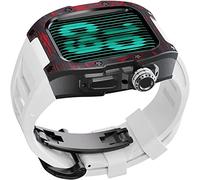 BNCXMO Boîtier de montre de luxe en fibre de carbone + bracelet de montre en caoutchouc, pour SE 8 7 6 5 4 SE, boîtier rétro en métal et bracelet de montre, pour iWatch 45 mm 44 mm Series Watch DIY