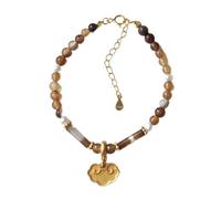 BNCXMO Bracelet d'agate naturel mini perles de perles d'eau fraîche Feng Shui Gilded Silver Silver Lucky Ruyi Charme de bon augure