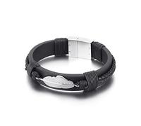 BNCXMO Bracelet de charme, bracelet masculin, bracelets à feuilles, chaîne de poignet noir, acier inoxydable avec fermoir magnétique, longueur de 21 cm, cadeaux, faux, sans zircone