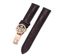 BNCXMO Bracelet de montre en cuir véritable - 19 mm, 20 mm, 22 mm - Pour Patek Philippe Wath Bands - Avec fermoir en acier inoxydable - Pour hommes et femmes, 19mm, A