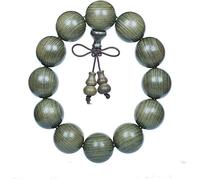 BNCXMO Bracelet de perles, bracelet de perles de prière, bracelet en bois bouddhiste tibétain perles faites à la main prière mala élastique avec gourde pendante macrame texture unique