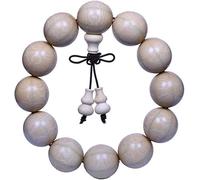 BNCXMO Bracelet de perles, bracelet de perles de prière, bracelet en bois bouddhiste tibétain perles faites à la main prière mala élastique avec gourde pendante macrame texture unique