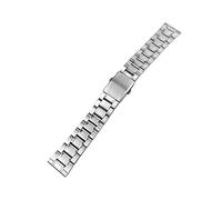 BNCXMO Bracelet de rechange en métal en acier inoxydable - Boucle plate - Argent doré - 12 14 16 18 20 22 mm / 14 mm / Argenté Go, Silver