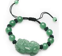 BNCXMO Bracelet de richesse Feng Shui pour femmes aventurine jade pixiu pi yao cyan jade berge bracelet tissé ananas nœud réglable pour la bonne fortune chanceuse et richesse, 10 mm