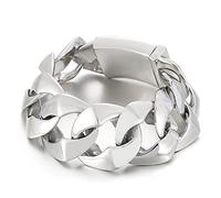 BNCXMO Bracelets à brins en acier inoxydable, anneaux brillants, boucle de chaîne, bracelet à chaîne de trottoir, bracelet, anniversaire cadeau pour lui, longueur 23 cm,