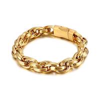 BNCXMO Bracelets de liaison en acier inoxydable masculin, anneaux doubles, bracelets multicouches pour hommes, chaîne hip-hop pour hommes et garçons