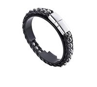 BNCXMO Bracelets pour hommes, bracelets pour hommes, bracelet tissé, acier inoxydable avec fermoir magnétique, cadeau en couple