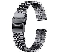 BNCXMO Braceuse de montre en acier inoxydable 20 mm 22 mm 24 mm Femmes Men Silver Solid Metal Watch Band Accessoires Bracelet (Couleur du bande: Silver, bande de bande: 24 mm)